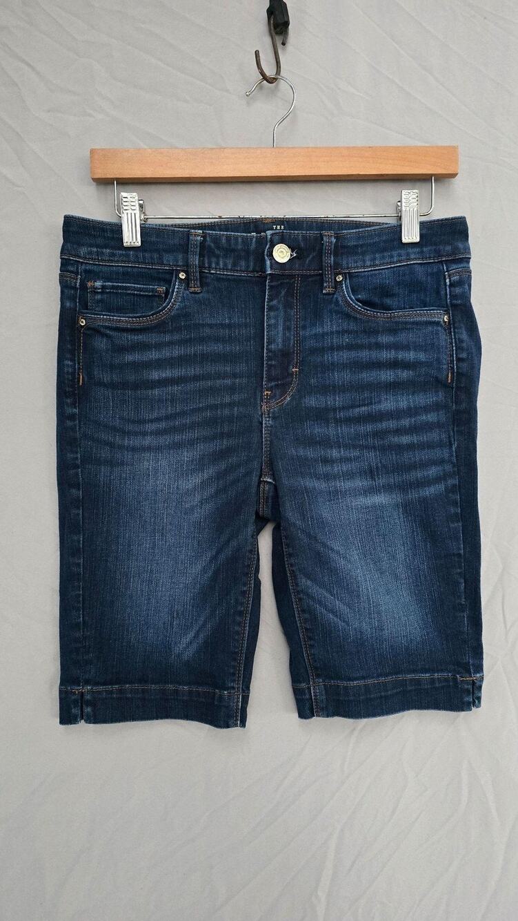 White House Black Market Shorts Womens 4 Blue Denim Bermuda Stretch Casual